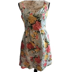 Cynthia Rowley 100% Linen Floral Sleeveless Mini Dress